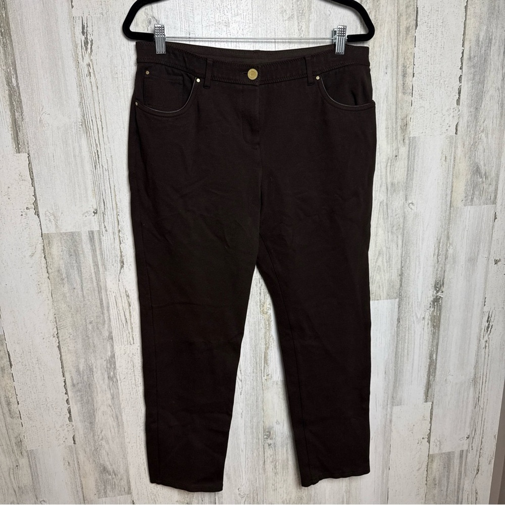 Chico's So Slimming Pants SZ 2 Short Brown Straight Leg Trousers Comfort Classic - Picture 3 of 9